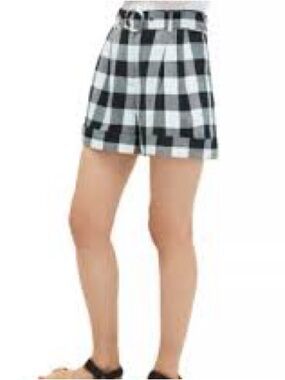 NWOT Kate Spade New York High-Waisted Gingham Belted Black/White Shorts Size 10